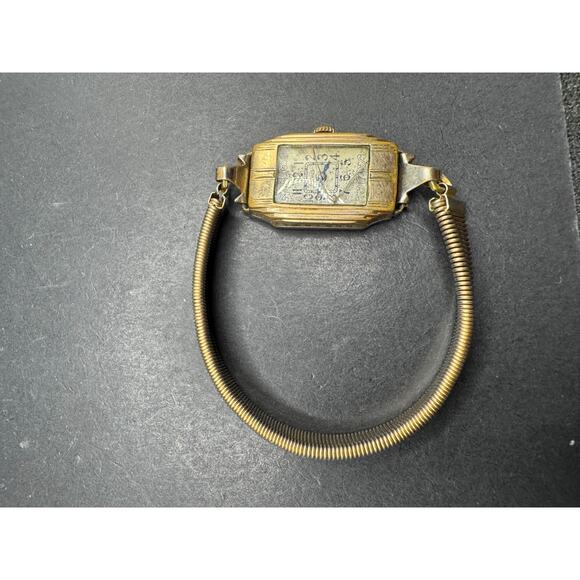 Vintage Venus Art Deco Tank Women\'s Mechanical Watch Gold Tone Stretch Band main image 5